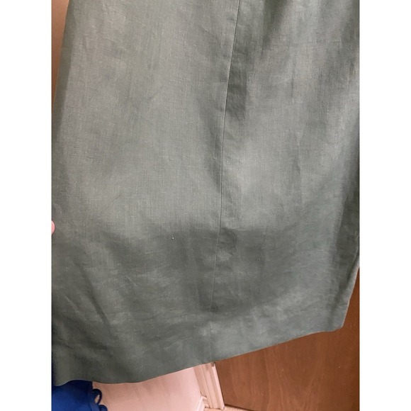 Vintage Ralph Lauren Italian Linen Pencil Skirt Sage Green Button Zip Slit Sz 8 - Picture 4 of 15